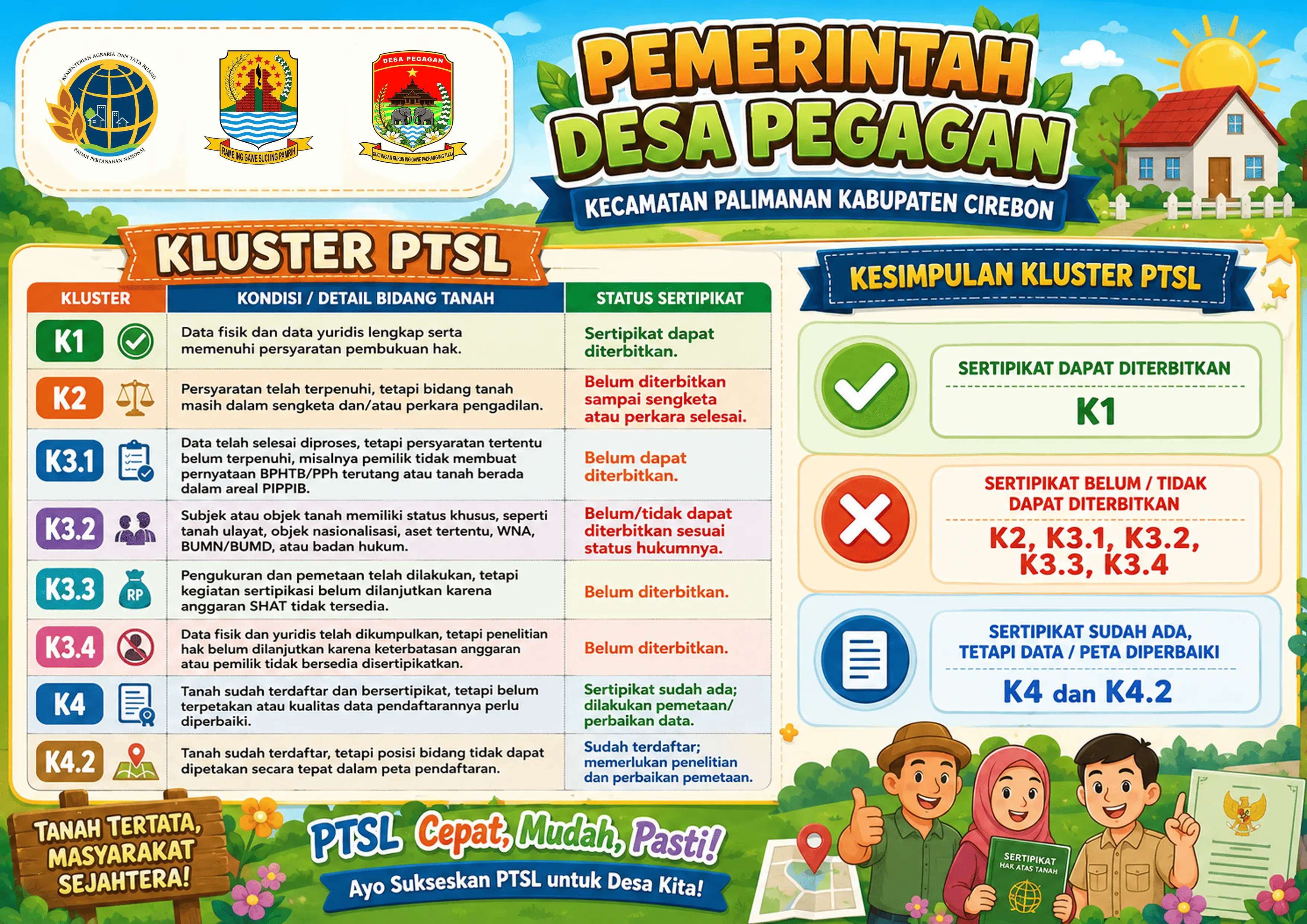 Informasi klasifikasi kluster PTSL Desa Pegagan